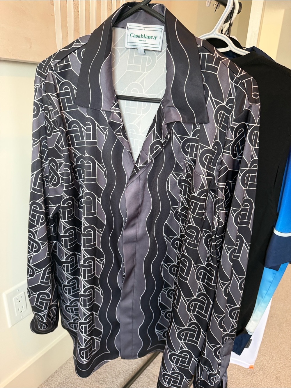 Men's Casablanca  Geometric Silk-Blend Shirt